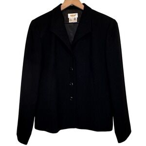 Vintage Talbots Black Wool Blazer Size 10 Made in‎ USA Classic Business Casual